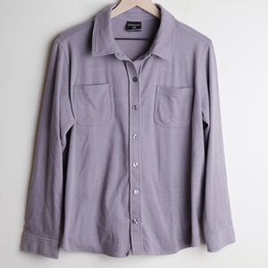 32 Degrees Heat Womens Soft Fleece Long Sleeve Button Up‎ Shirt Large Purple